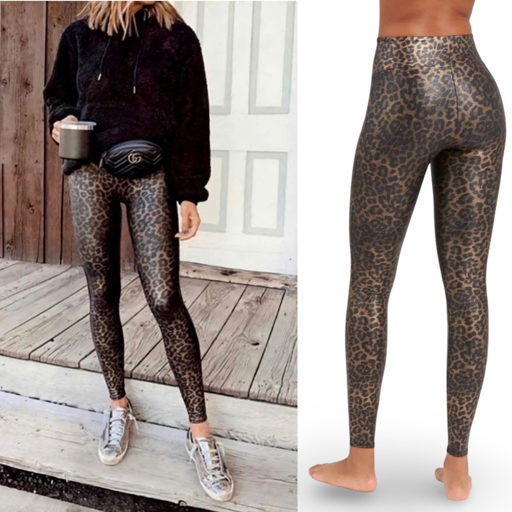 SPANX Luxe Faux Leather Leggings | Leopard Shine | Limited Edition | Size M